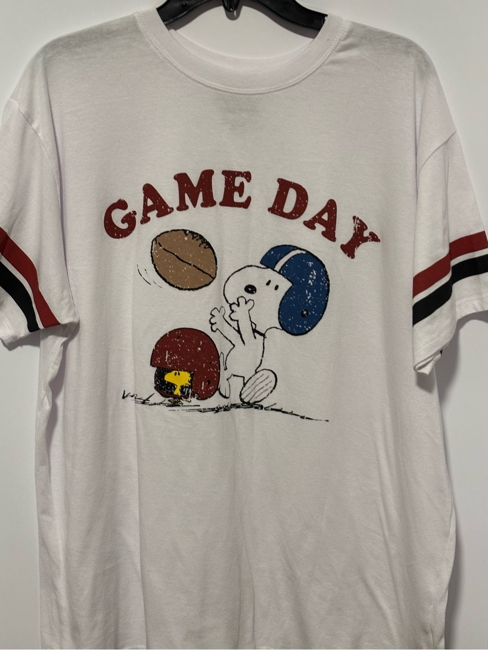 Peanuts White T-Shirt with Red and Blue Game Day Graphic